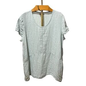 Flax Women's 100% Linen Short Sleeve Tunic Green Large